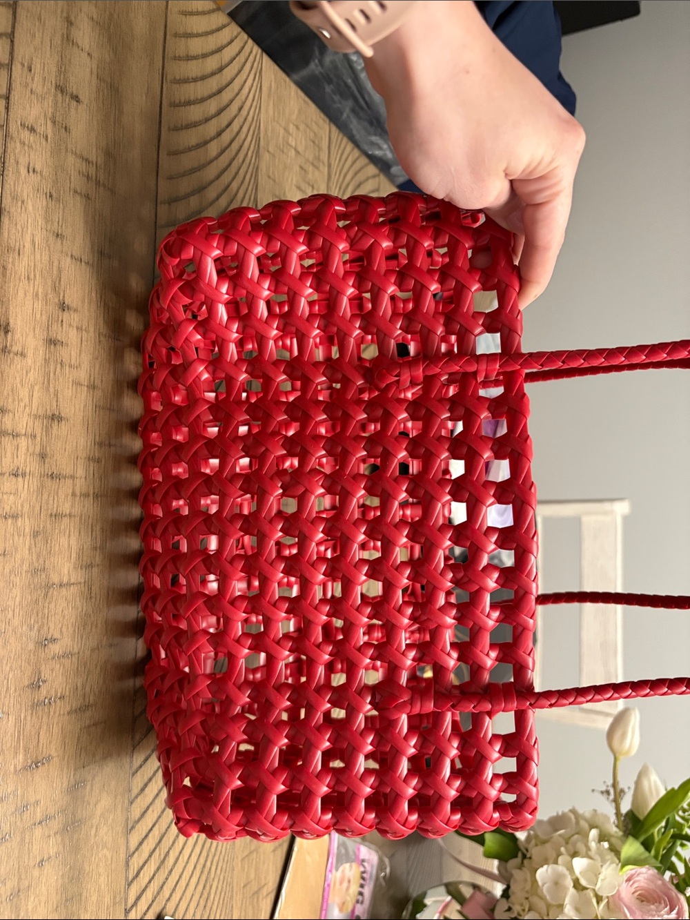 Red Woven Tote Bag - Women